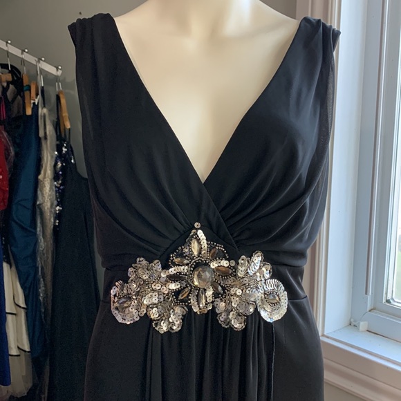 Black Formal Dress Beaded sz Large 16 - Picture 4 of 7